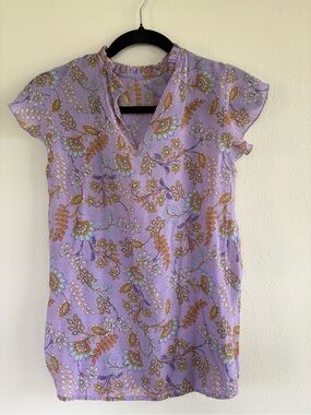 Nanette Lepore Lavender Floral Boho Flutter Sleeve Cottagecore Top Size S